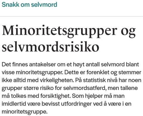 Snakk Om Selvmord - Minoritetsgrupper Og Selvmordsrisiko | Flyktning